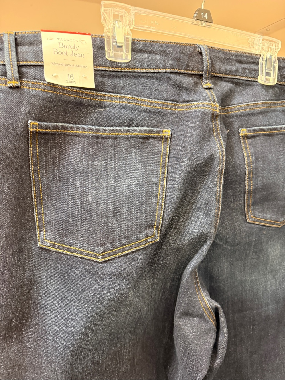Talbots Dark Blue Boot Cut Jeans with Yellow Contrast Stitching